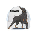 Doberman Pinscher Print White Mesh Trucker Hat