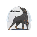 Doberman Pinscher Print White Mesh Trucker Cap