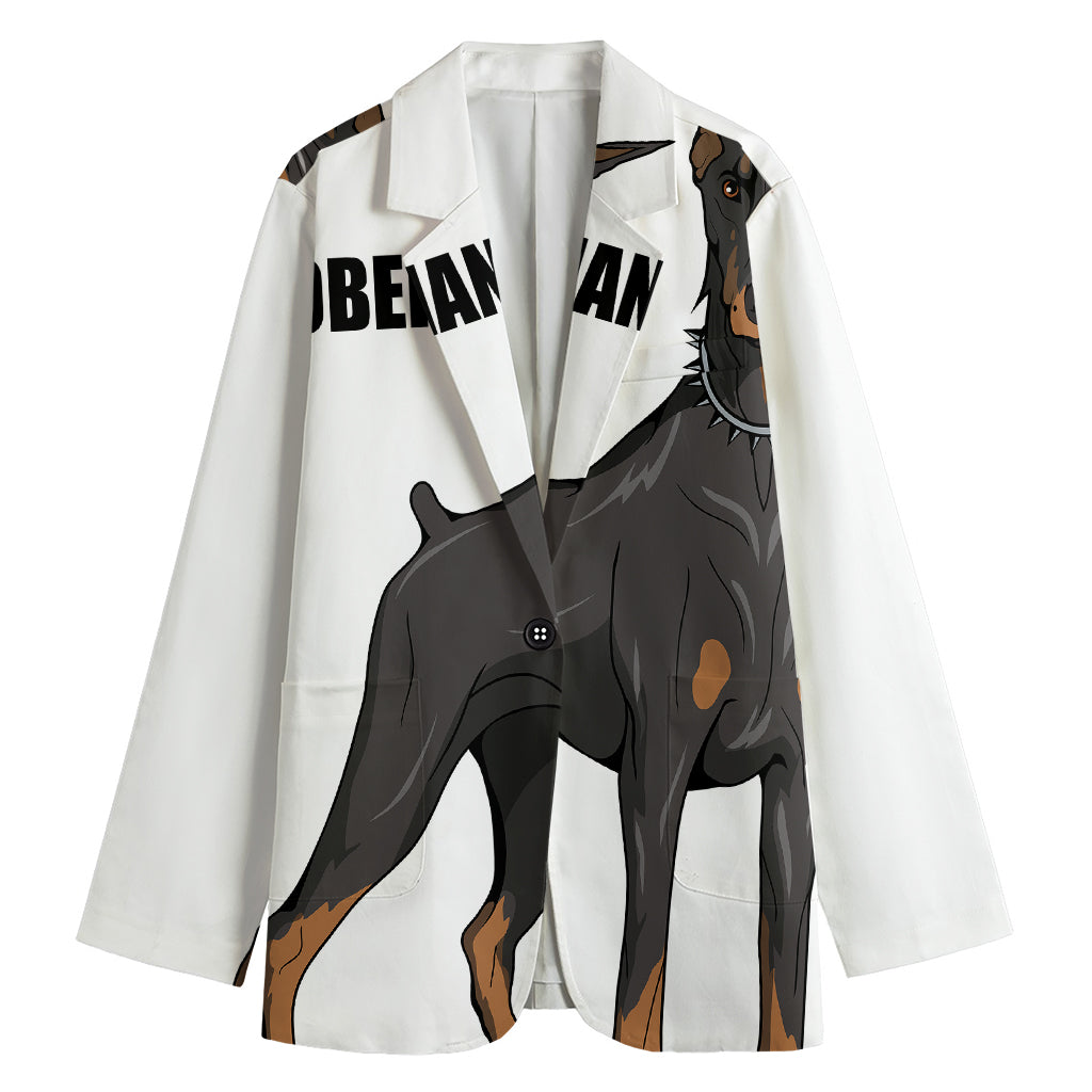 Doberman Pinscher Print Women's Cotton Blazer