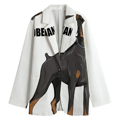 Doberman Pinscher Print Women's Cotton Blazer