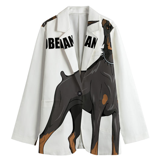 Doberman Pinscher Print Women's Cotton Blazer
