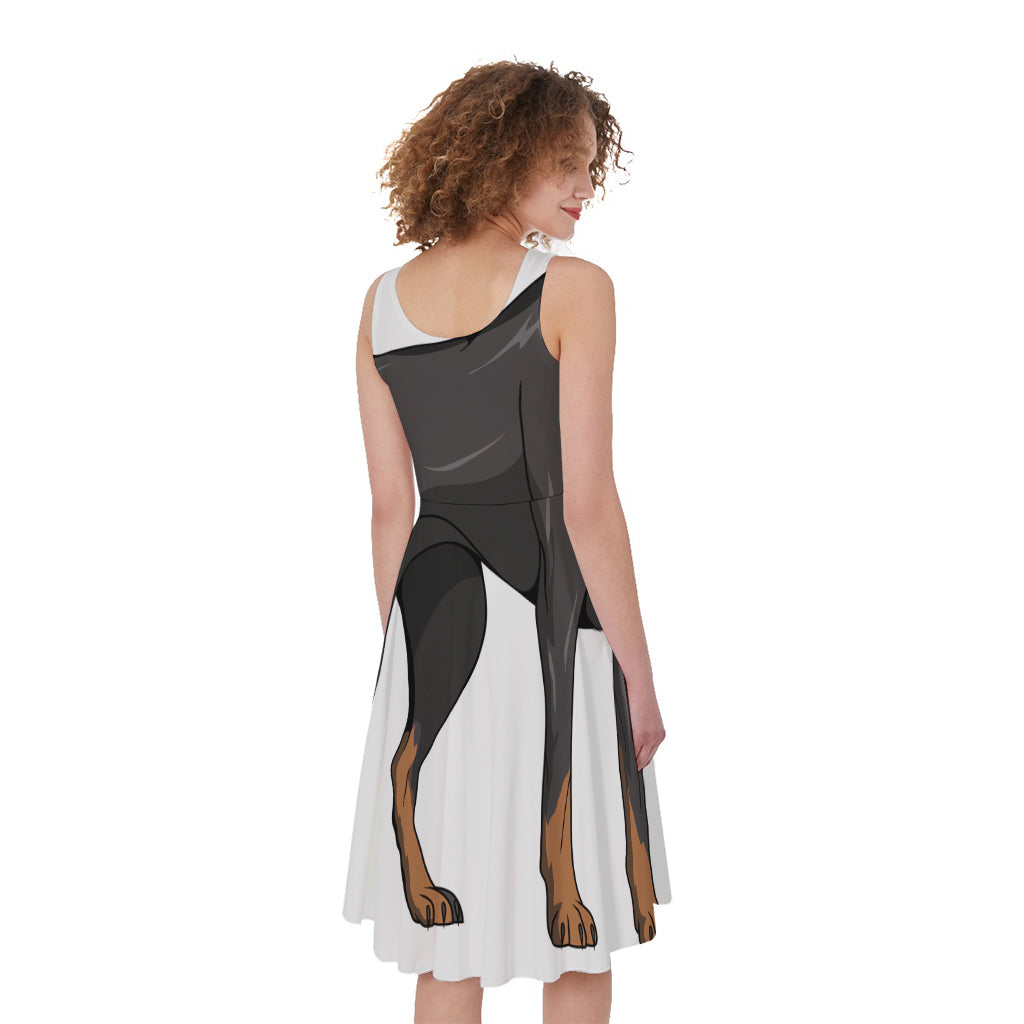 Doberman Pinscher Print Women's Sleeveless Dress
