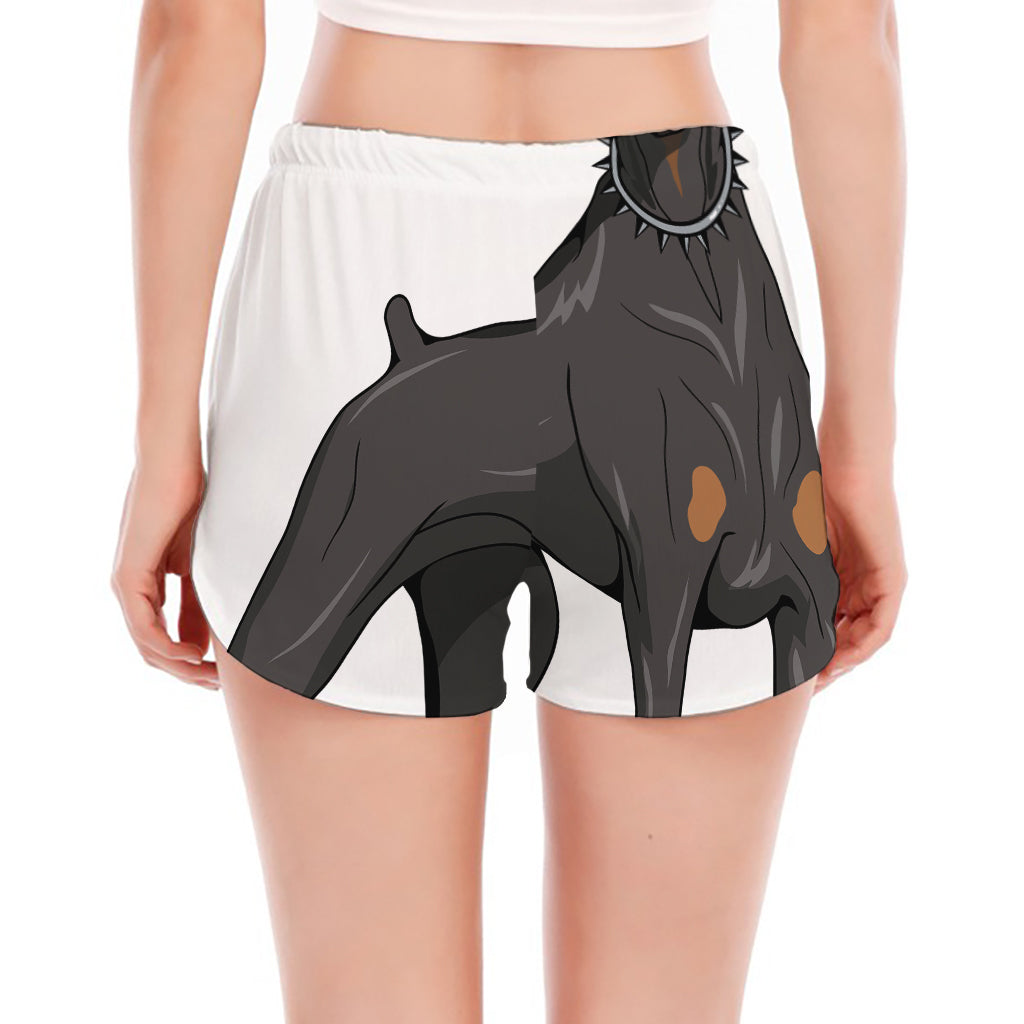 Doberman Pinscher Print Women's Split Running Shorts