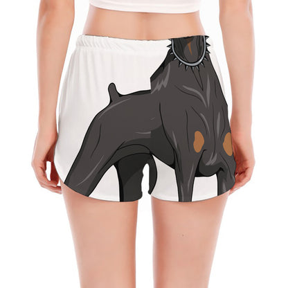 Doberman Pinscher Print Women's Split Running Shorts