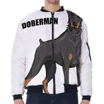 Doberman Pinscher Print Zip Sleeve Bomber Jacket