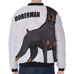 Doberman Pinscher Print Zip Sleeve Bomber Jacket