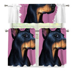 Dobermann Portrait Print 3 Piece Kitchen Curtains