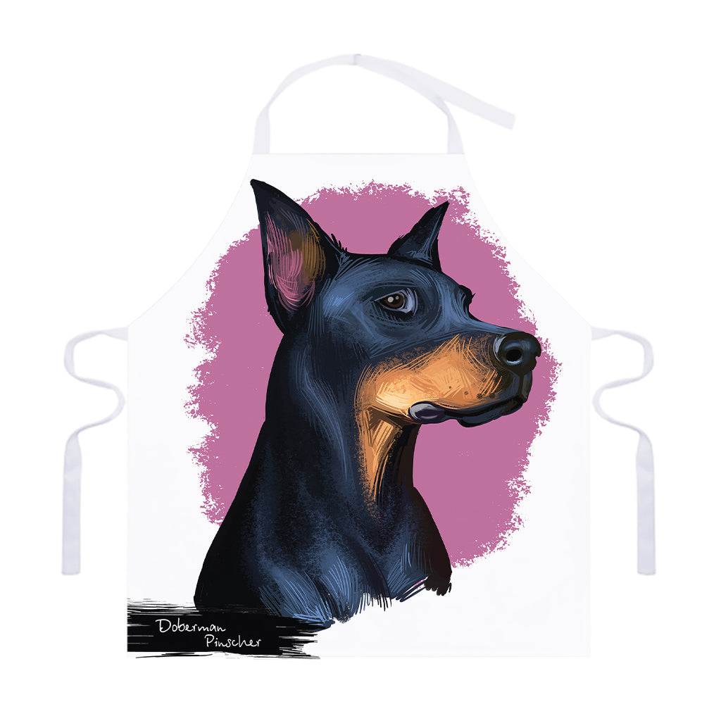 Dobermann Portrait Print Adjustable Apron