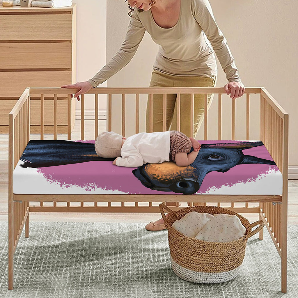 Dobermann Portrait Print Baby Crib Sheet