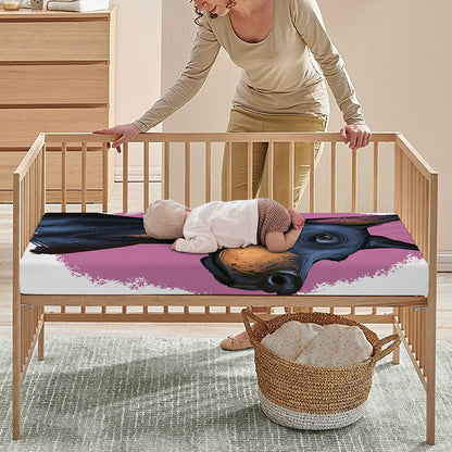 Dobermann Portrait Print Baby Crib Sheet