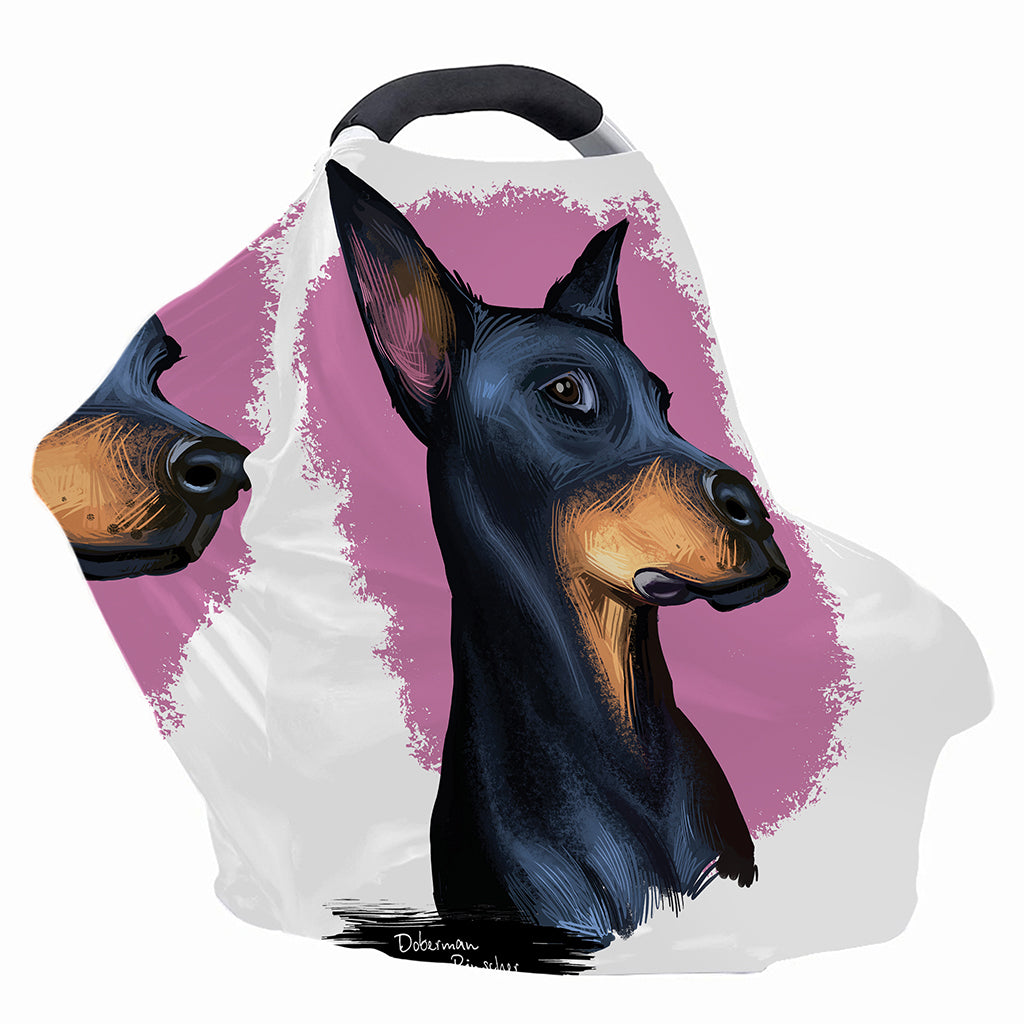 Dobermann Portrait Print Baby Seat Cover