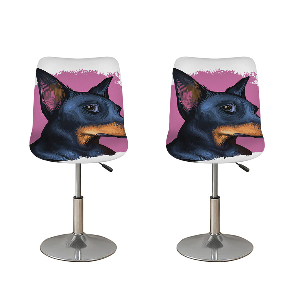Dobermann Portrait Print Bar Stool Covers