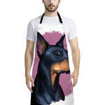 Dobermann Portrait Print Bib Apron With Pocket