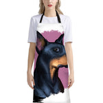 Dobermann Portrait Print Bib Apron With Pocket
