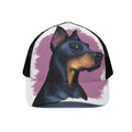 Dobermann Portrait Print Black Mesh Trucker Hat