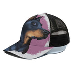 Dobermann Portrait Print Black Mesh Trucker Cap