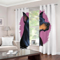 Dobermann Portrait Print Dimout Grommet Curtains
