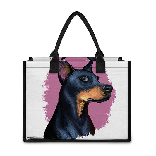 Dobermann Portrait Print Canvas Tote Bag