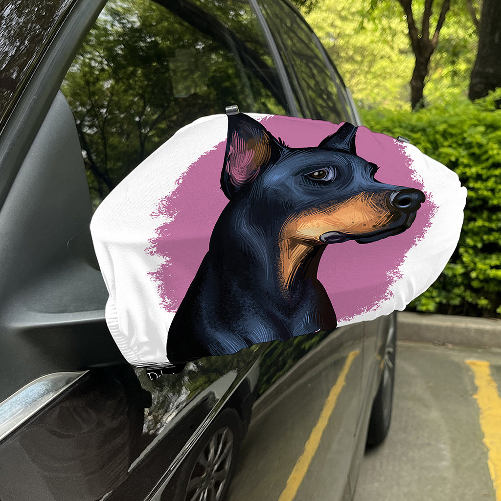 Dobermann Portrait Print Car Side Mirror Covers