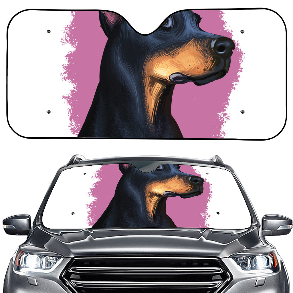 Dobermann Portrait Print Car Windshield Sun Shade