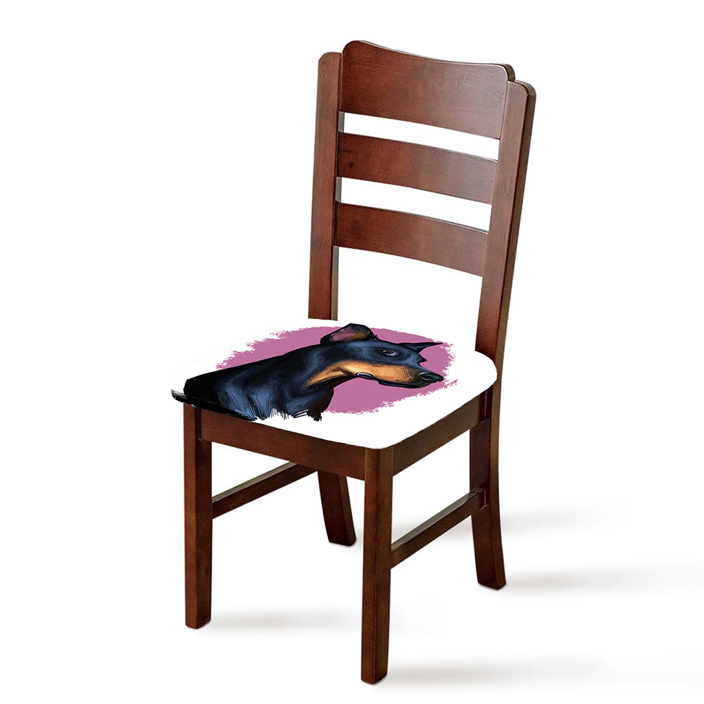Dobermann Portrait Print Chair Cushion Cover