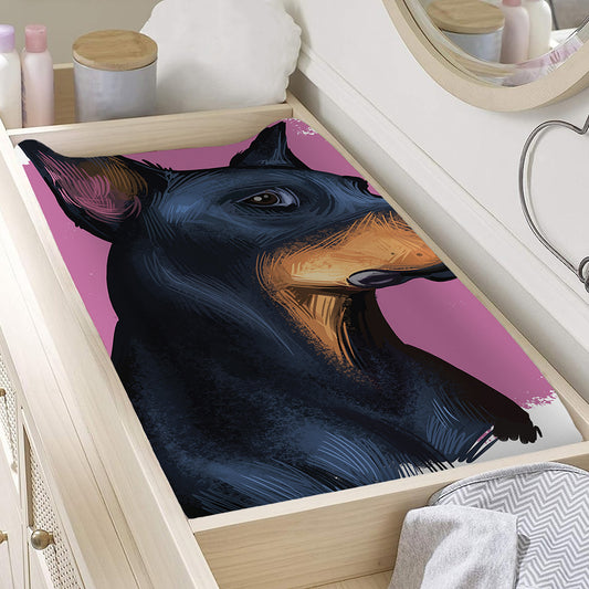 Dobermann Portrait Print Changing Pad Cover