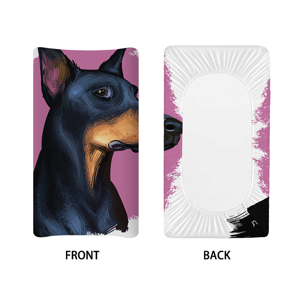 Dobermann Portrait Print Changing Pad Cover