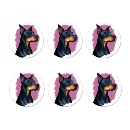 Dobermann Portrait Print Coaster Set
