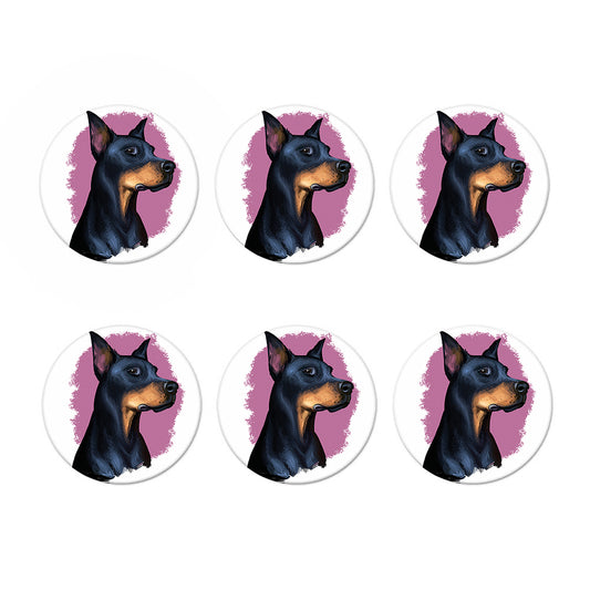 Dobermann Portrait Print Coaster Set