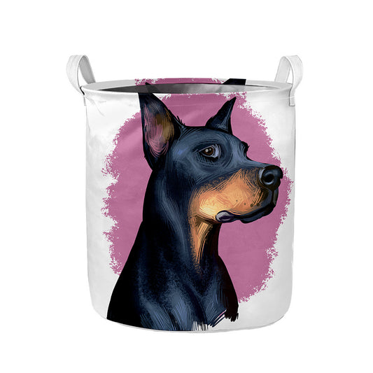 Dobermann Portrait Print Collapsible Laundry Basket