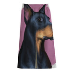 Dobermann Portrait Print Cotton Front Slit Maxi Skirt