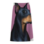 Dobermann Portrait Print Cotton Front Slit Maxi Skirt