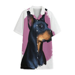 Dobermann Portrait Print Cotton Hawaiian Shirt