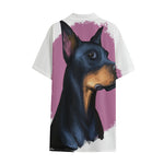 Dobermann Portrait Print Cotton Hawaiian Shirt