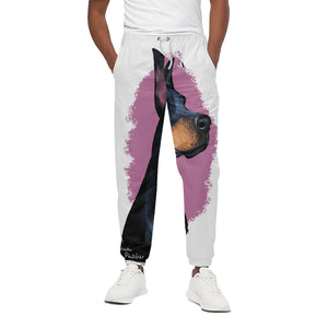 Dobermann Portrait Print Cotton Pants