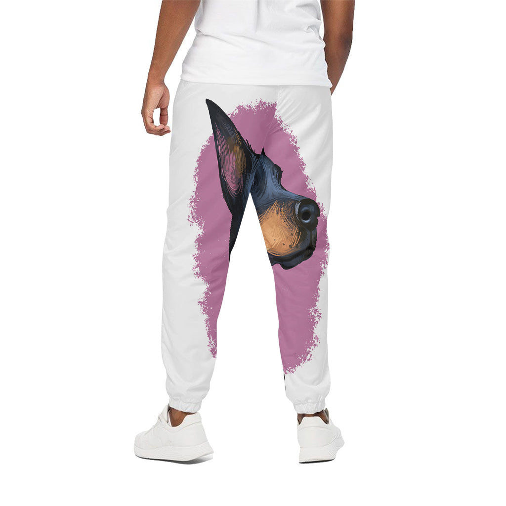 Dobermann Portrait Print Cotton Pants