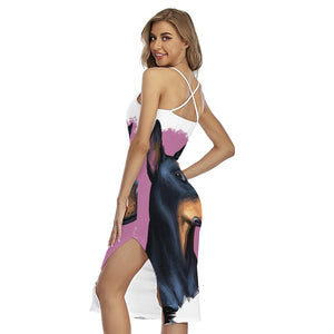 Dobermann Portrait Print Cross Back Cami Dress