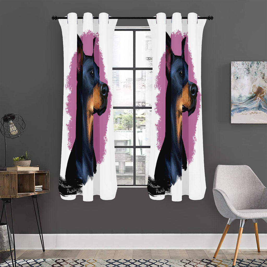 Dobermann Portrait Print Curtain