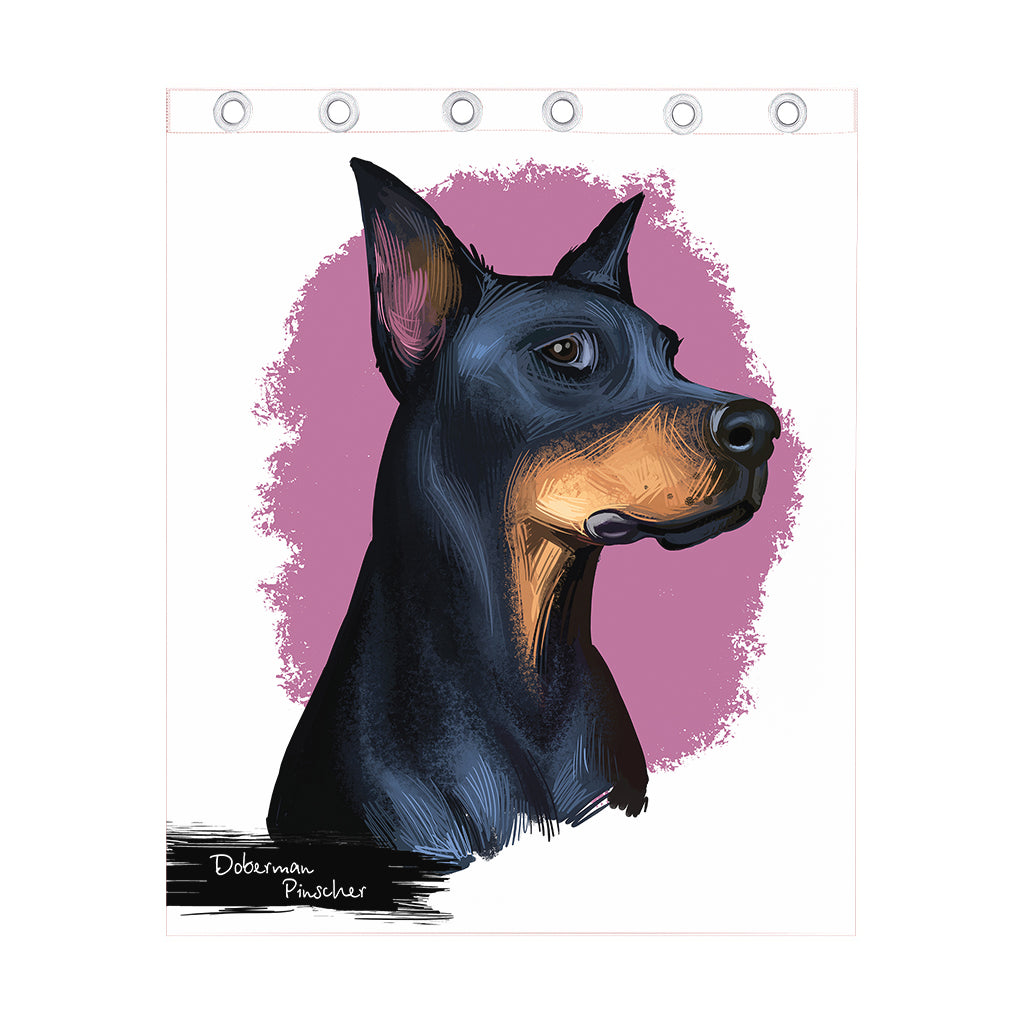 Dobermann Portrait Print Curtain