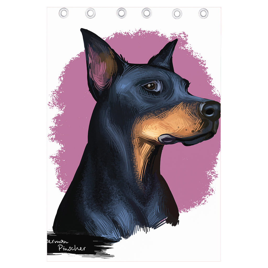 Dobermann Portrait Print Curtain