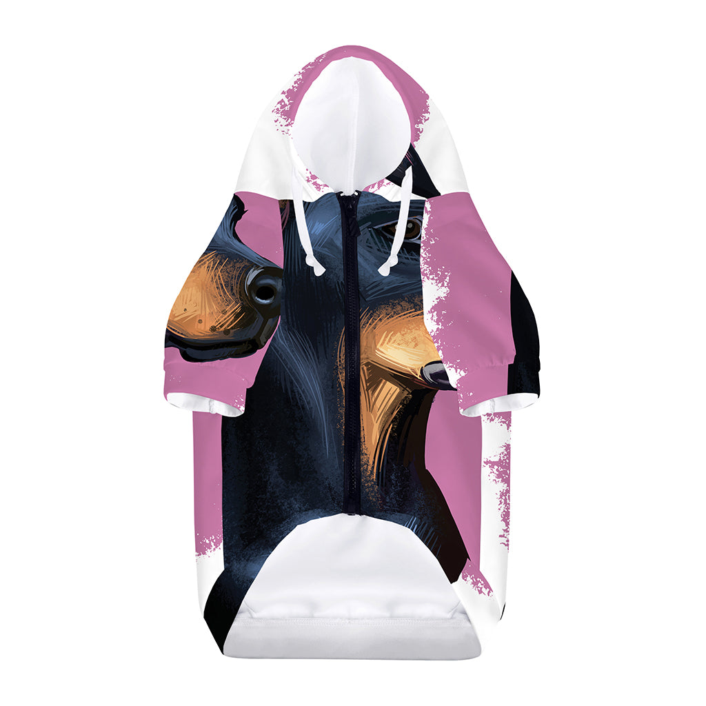 Dobermann Portrait Print Dog Zip Up Hoodie