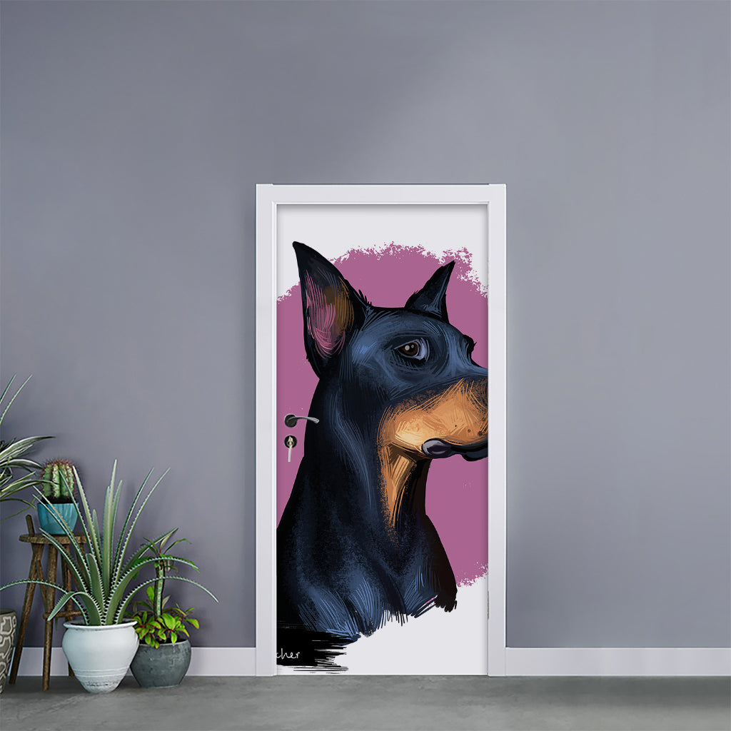 Dobermann Portrait Print Door Sticker