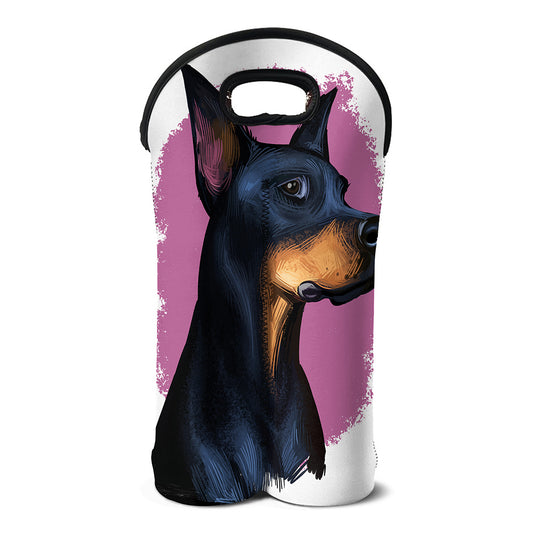 Dobermann Portrait Print Double Neoprene Wine Tote