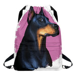 Dobermann Portrait Print Drawstring Backpack