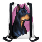 Dobermann Portrait Print Drawstring Backpack