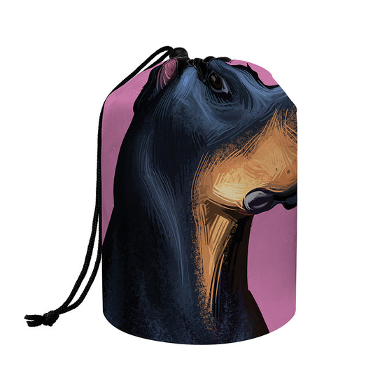 Dobermann Portrait Print Drawstring Makeup Bag