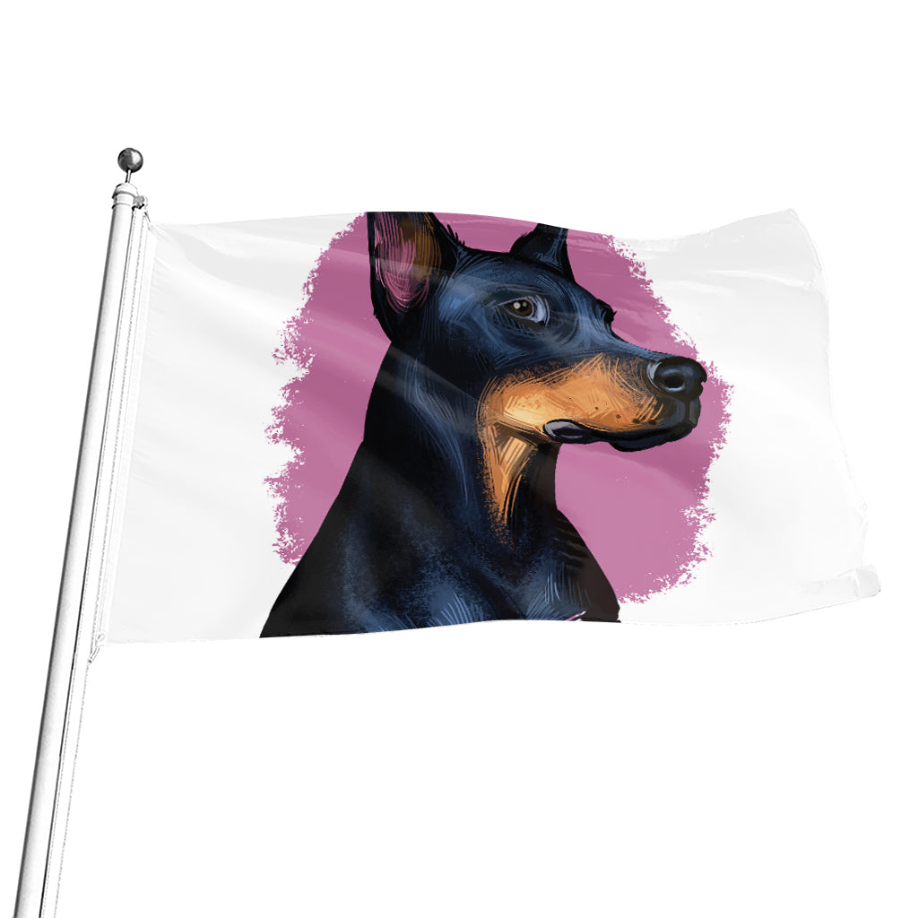 Dobermann Portrait Print Flag