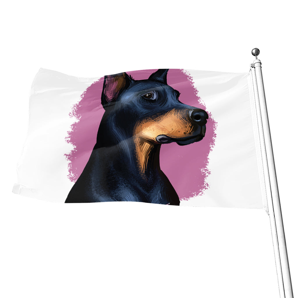 Dobermann Portrait Print Flag