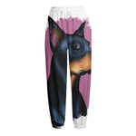 Dobermann Portrait Print Fleece Lined Knit Pants