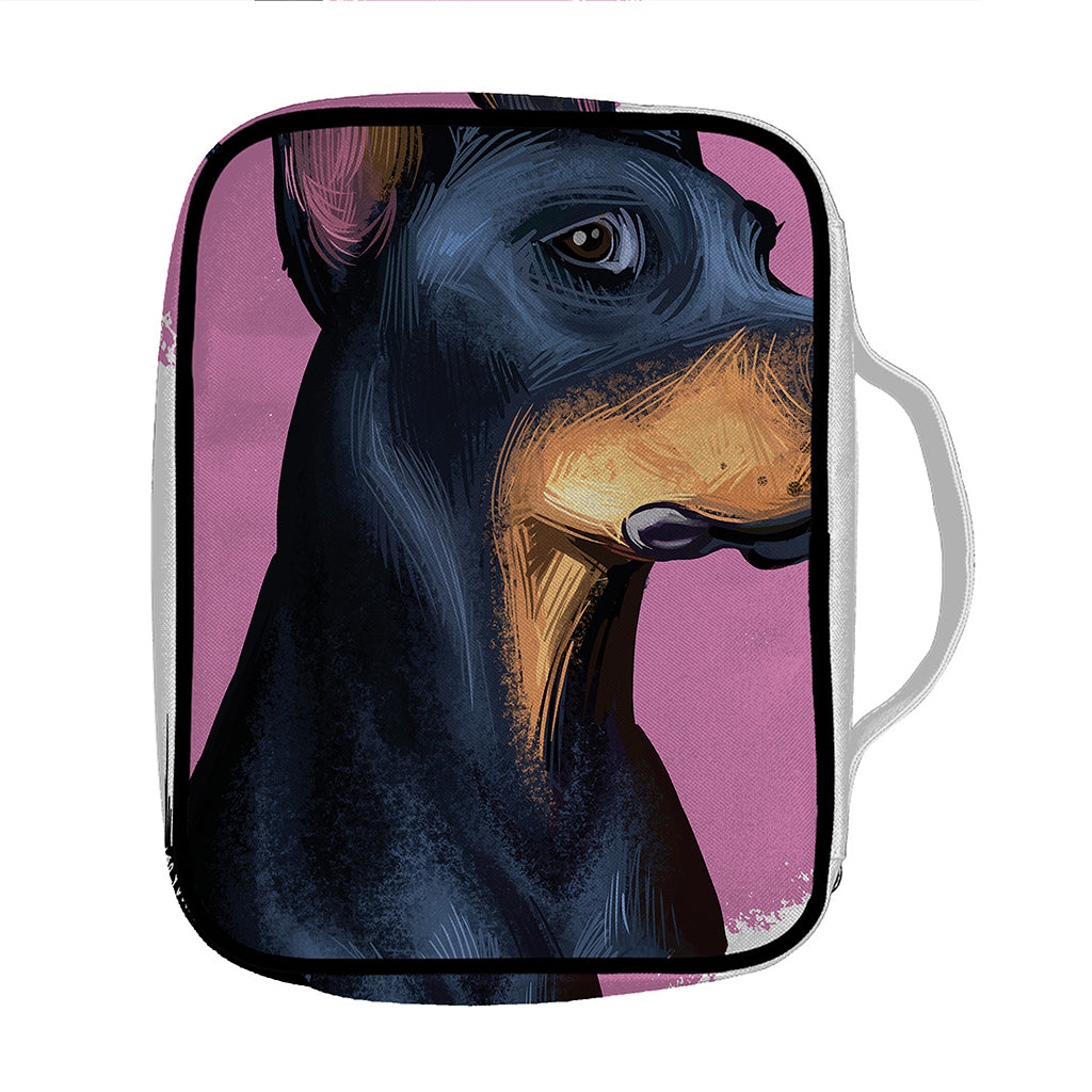 Dobermann Portrait Print Front Pocket Bible Bag